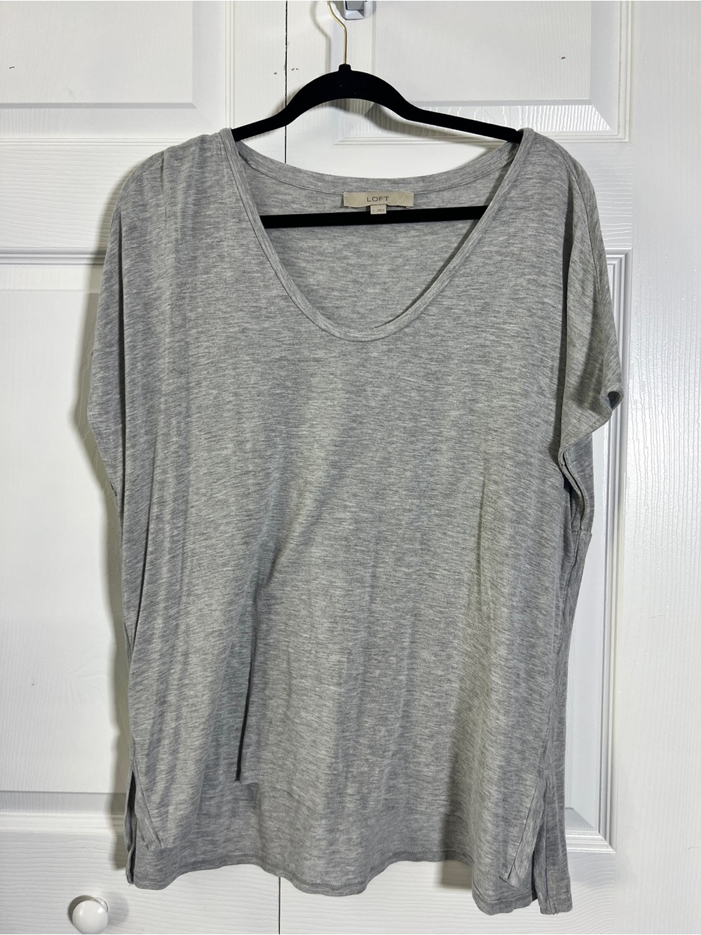 LOFT Light Gray Scoop Neck Tunic Top